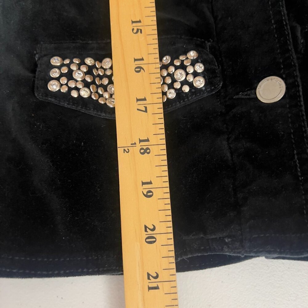 Twill Twenty Two Black Velvet Bling Military Jacket with Rhinestones P - Picture 13 of 14